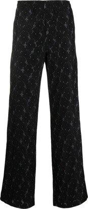 Guipure-Lace Wide-Leg Trousers