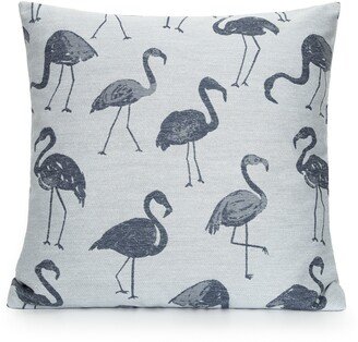 Woven Blue Flamingo Coastal & Tropical Decorative Pillow Cover. Accent Throw Pillow, Home Decor.