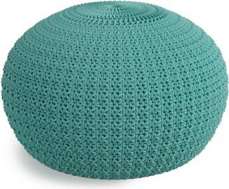 Holloway Round Knitted PET Polyester Pouf Aqua - WyndenHall