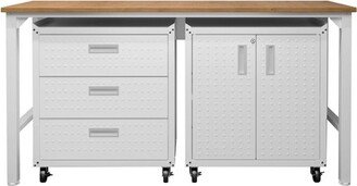 Fortress 3pc Mobile Space Saving Garage Cabinet and Worktable Set 3.0