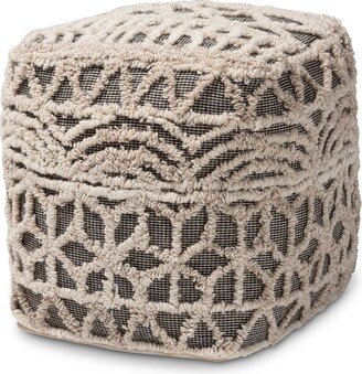 Avery Handwoven Cotton Pouf Ottoman Beige/Brown