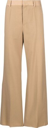 Brown Wool Wide-Leg Trousers