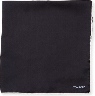 Contrast-Trim Solid Silk Pocket Square