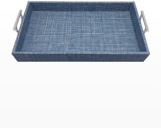 Jute Small Tray with Metal Handles, Heather Blue