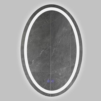 IGEMAN 24 x 36 inch Opulent-Looking Oval LED Wall Mirror, Energy-Efficient LED Lighting Bathroom Mirror, Touch Button Defogger