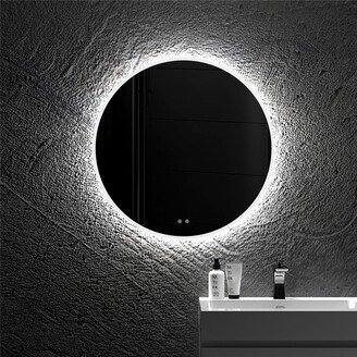 BESTCOSTY Modern Wall Mounted LED Backlit Anti-Fog Round Bathroom Mirror