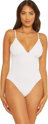 Moon Ridge Rib Abigail One-Piece (White) Women's Swimsuits One Piece