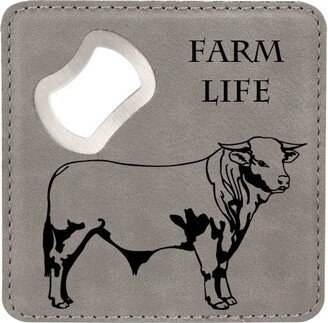 Leatherette Bottle Opener Coaster With Your Choice Of Farm Animal Design