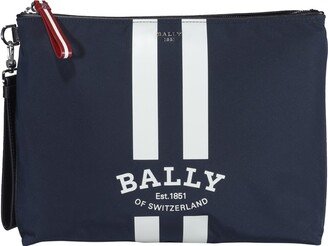 Logo Printed Stripe Detailed Clutch Bag