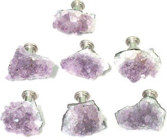 One | 1 Knob - Small Natural Light Amethyst Cluster Free-Form Stones Home Decor