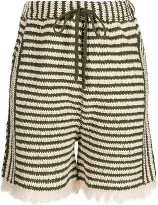 Stripe-Pattern Cotton Shorts