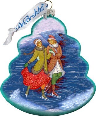 G.DeBrekht Palekh Skating Couple Holiday Ornament