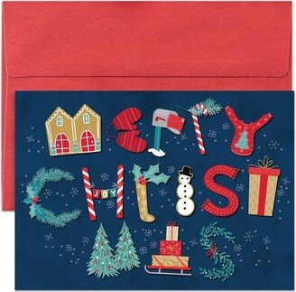 Masterpiece Studios Holiday Collection 16-Count Boxed Christmas Cards with Envelopes, 5.6