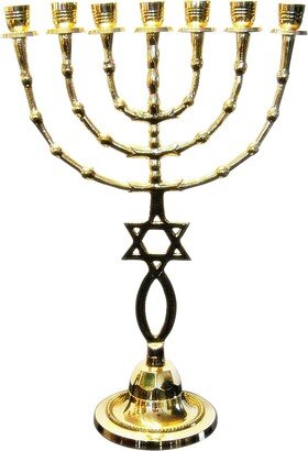 7 Branches Menorah Grafted in Messianic 15 Inches Height Made Of Brass/Copper