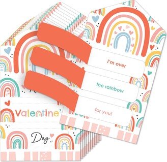 Big Dot Of Happiness Hello Rainbow - Boho Cards for Kids - Happy Valentine's Day Pull Tabs - 12 Ct