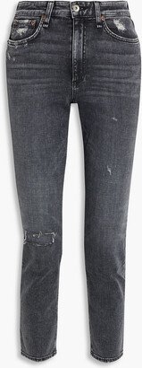 Nina cropped distressed mid-rise skinny jeans