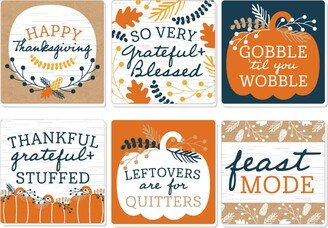 Big Dot of Happiness Happy Thanksgiving - Funny Fall Harvest Party Decorations - Drink Coasters - Set of 6