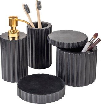 Gauri Kohli Roksana Black Marble Bath Accessories, Set of 4-AB