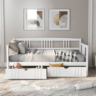 GEROJO Multi-Functional Design Solid Construction Wood Daybed with Two Drawers,Easy to Assemble,Twin Size