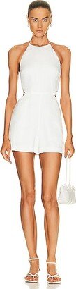 SIMKHAI Christina Linen Cover Up Strappy Romper in White