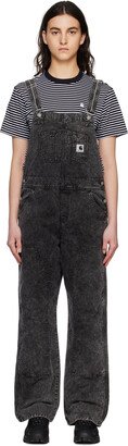 Black Bib Double Knee Overalls-AA