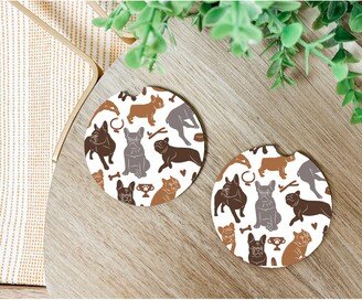 French Bulldog Car Coasters Set, Dog Decor, Fun Fun Coasters, Car Accessories, Accessories For Women