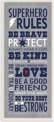 The Kids Room by Stupell Gray and Navy Superhero Rules Typography Wall Plaque Art, 7 L x 17 H