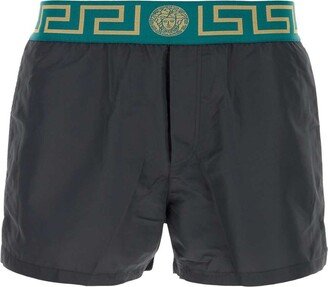 Greca Logo Waistband Swim Shorts