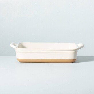 3qt Square Stoneware Baking Dish with Handles Cream/Clay