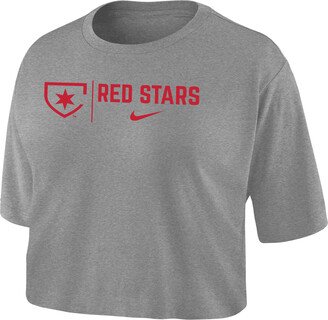 Chicago Red Stars Women's Dri-FIT Soccer Cropped T-Shirt in Grey