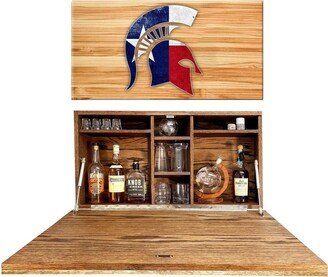 Custom Texas Flag Murphy Bar - State Hanging Cabinet On Wall Solid Wood Hidden Hideaway Home Liquor