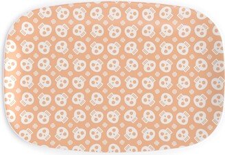 Serving Platters: Halloween Skulls Serving Platter, Orange