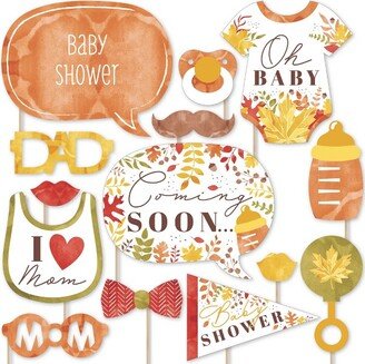 Big Dot of Happiness Fall Foliage Baby - Autumn Leaves Baby Shower Photo Booth Props Kit - 20 Count