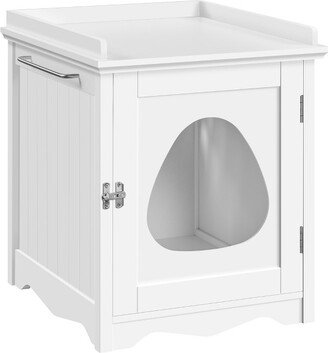 Cat Litter Box Enclosure Indoor for Small Cat/Dog, White