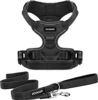 Voyager Dual-Attachment No-Pull Dog Harness with 6ft Leash Combo - Black, M