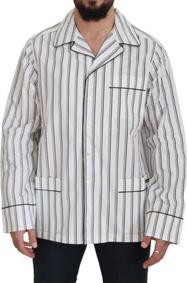 White Stripes Cotton Pajama Sleepwear Men's Shirt