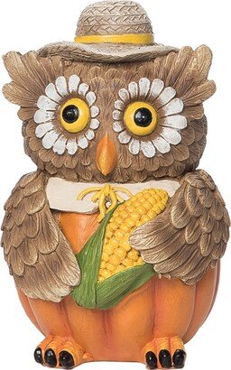 Gallerie II Owl w/Give Thanks Pumpkin Figurine