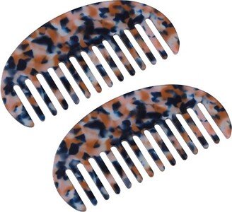 Unique Bargains Anti-Static Hair Comb Wide Tooth for Thick Curly Hair Hair Care Detangling Comb For Wet and Dry Tortie 2 Pcs