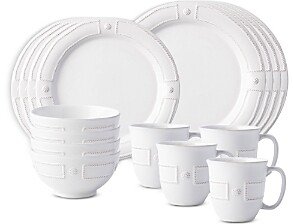 French Panel Whitewash 16 Piece Dinnerware Set, Service for 4