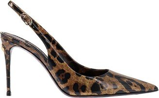 Leopard-Printed Pointed-Toe Slingbacks