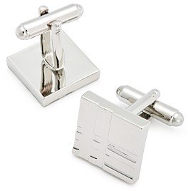 Engraved Plaid Square Cufflinks