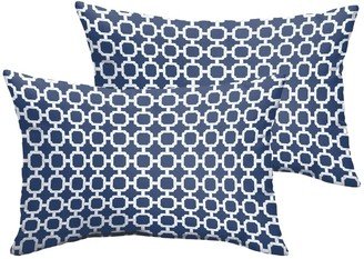 Humble and Haute Selena Navy Chainlink Indoor/ Outdoor Knife-Edge Lumbar Pillows