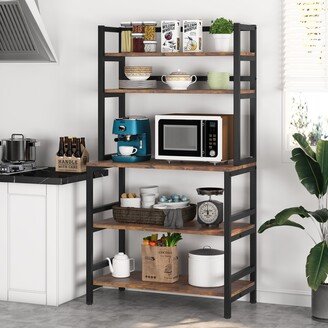 Tribesigns Brown/ Black 5-Tier Industrial Kitchen Bakers Rack Microwave Stand with Hutch,White Modern Kitchen Utility Storage Shelf