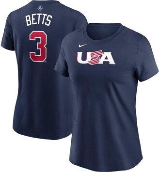 Women's Mookie Betts Navy Usa Baseball 2023 World Baseball Classic Name and Number T-shirt