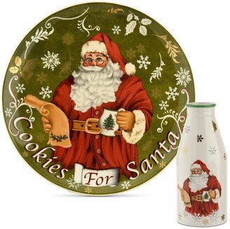 Christmas Tree Cookies for Santa Plate & Bottle - Green/multi