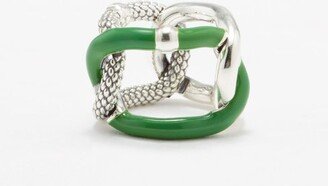 Intreccio Chain Enamelled Sterling-silver Ring