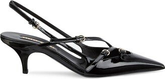 55MM Patent Leather Multi-Buckle Slingbacks