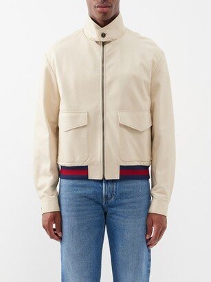 Web-stripe Leather Jacket