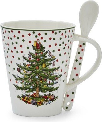 Christmas Tree Polka Dot Mug & Spoon Set - 14 oz.
