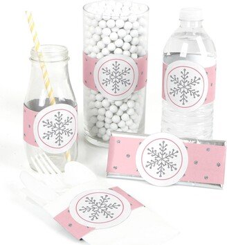 Big Dot Of Happiness Pink Winter Wonderland - Snowflake Party or Baby Shower Diy Wrapper Favors 15 Ct